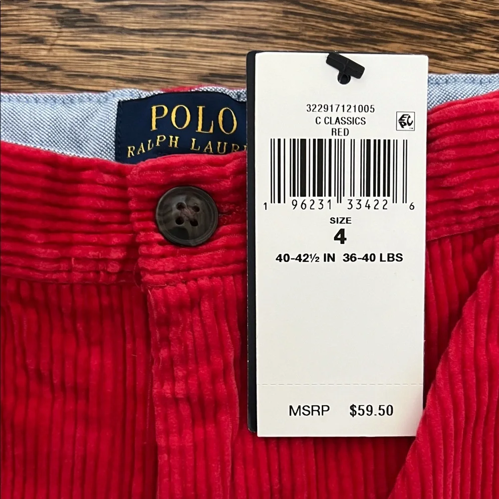 Toddler Red Corduroy Pants - Picture 2 of 2